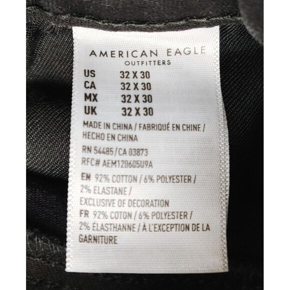 American  Eagle Outfitters Black Jeans Mens Slim Size 32 X 30 Distressed Ripped - Picture 4 of 5